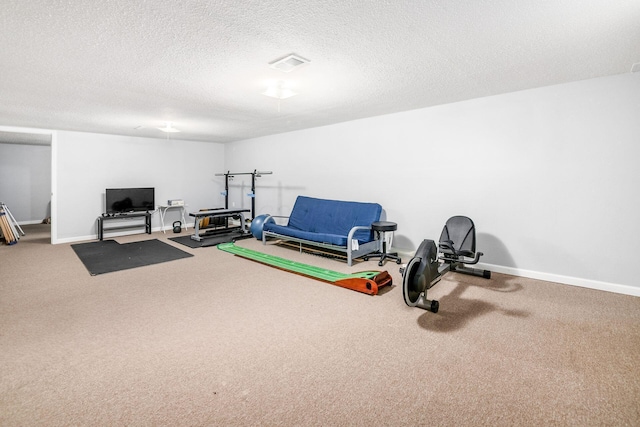 1058 Erickson Ave, Columbus, OH 43227 - workout area with carpet, a textured ceiling, and baseboards