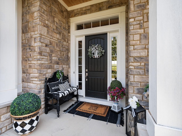 2235 Forestview Ln, Delaware, OH 43015 - doorway to property with stone siding and covered porch