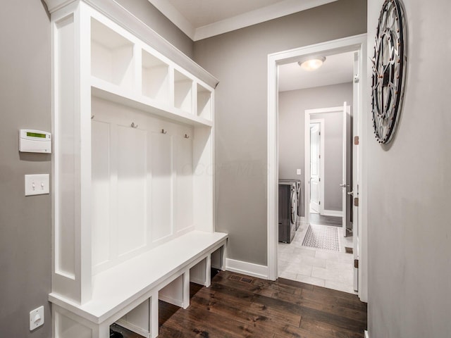 2235 Forestview Ln, Delaware, OH 43015 - mudroom with dark wood-type flooring and washer and dryer