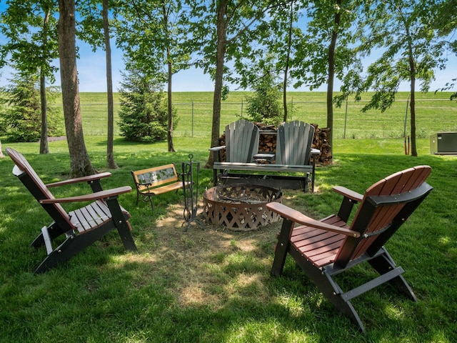 2235 Forestview Ln, Delaware, OH 43015 - view of yard with a fire pit and a view of rural / pastoral area