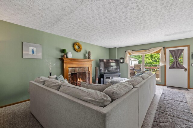 388 Slate Run Dr, Powell, OH 43065 - carpeted living room with a fireplace and baseboards