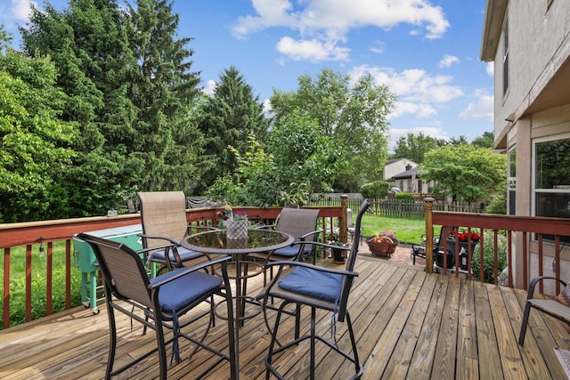 388 Slate Run Dr, Powell, OH 43065 - wooden deck with outdoor dining area