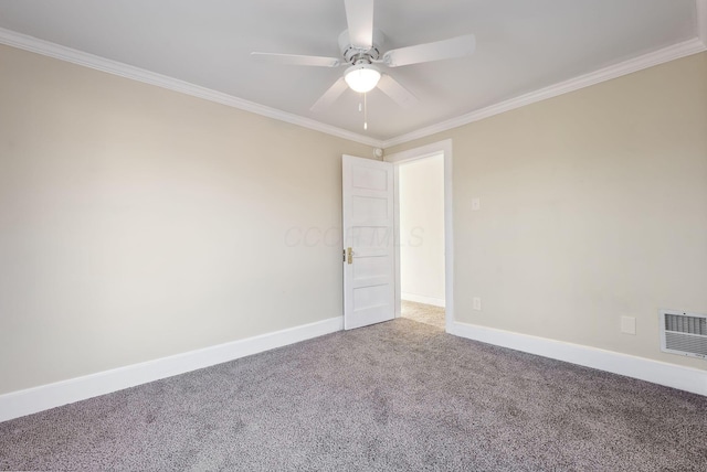 2509 Perdue Ave, Columbus, OH 43211 - empty room with carpet, crown molding, ceiling fan, and baseboards