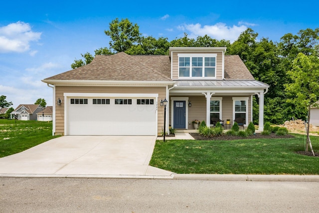 3446 Joberry Loop, Grove City, OH 43123 - view of front of home with concrete driveway, an attached garage, a front lawn, and a porch