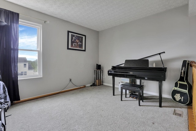 982 Margate Cir, London, OH 43140 - living area featuring carpet, a textured ceiling, and baseboards
