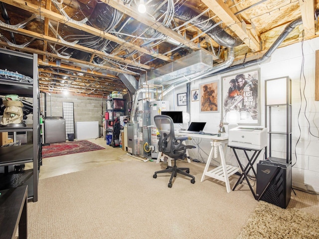 5678 Mango Ln Unit 104A, Hilliard, OH 43026 - unfinished basement featuring a desk and washer / clothes dryer