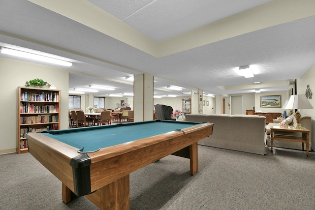 5885 Beechcroft Rd Unit 315, Columbus, OH 43229 - rec room with carpet flooring, a textured ceiling, billiards table, and baseboards