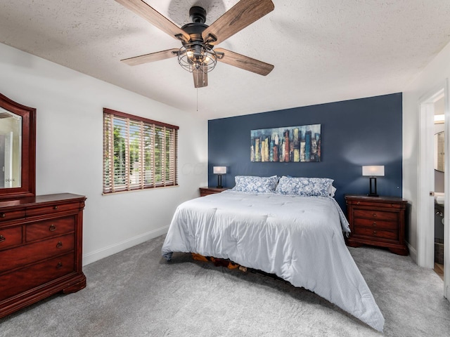 1835 Plains Blvd, Powell, OH 43065 - carpeted bedroom with a textured ceiling and a ceiling fan