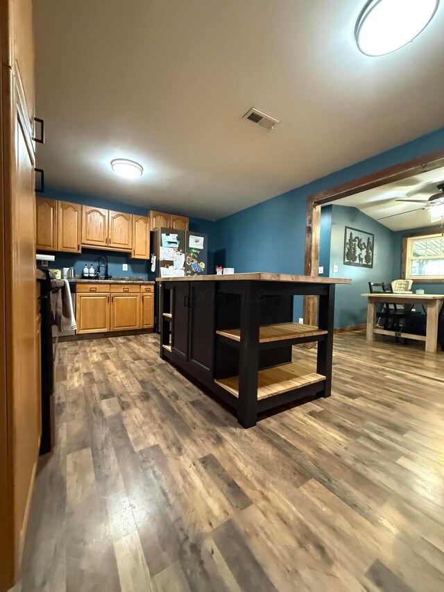 1775 Shoshoni Dr, Circleville, OH 43113 - kitchen with wood finished floors and open shelves