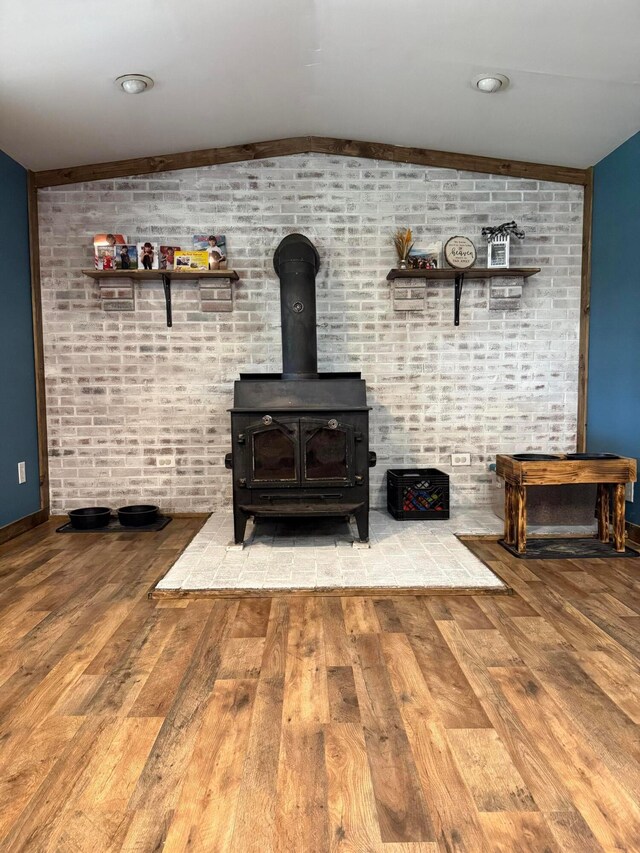 1775 Shoshoni Dr, Circleville, OH 43113 - detailed view of wood finished floors and a wood stove