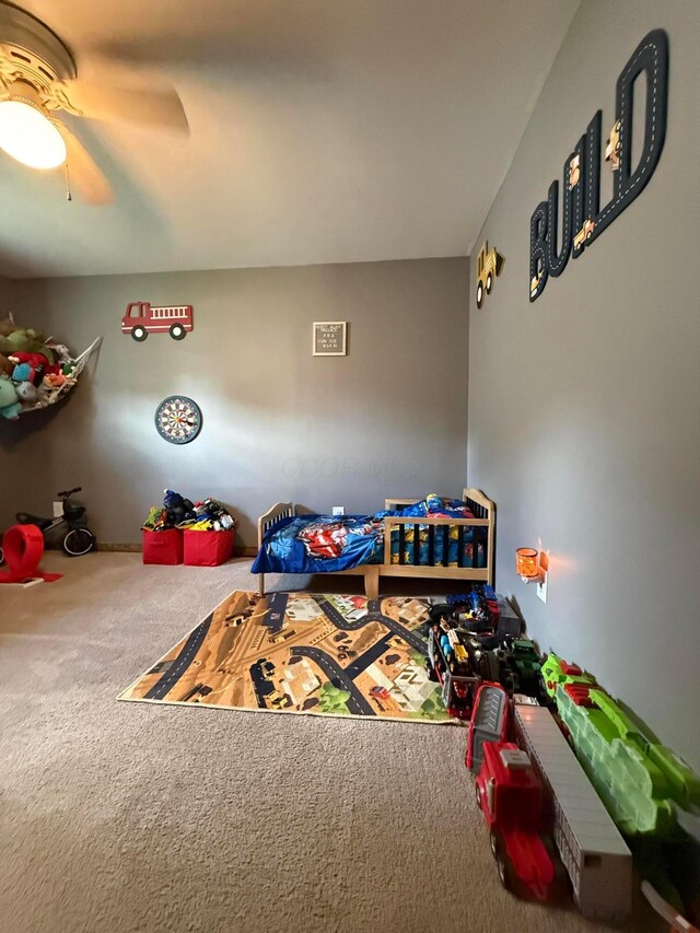 1775 Shoshoni Dr, Circleville, OH 43113 - rec room with carpet and ceiling fan