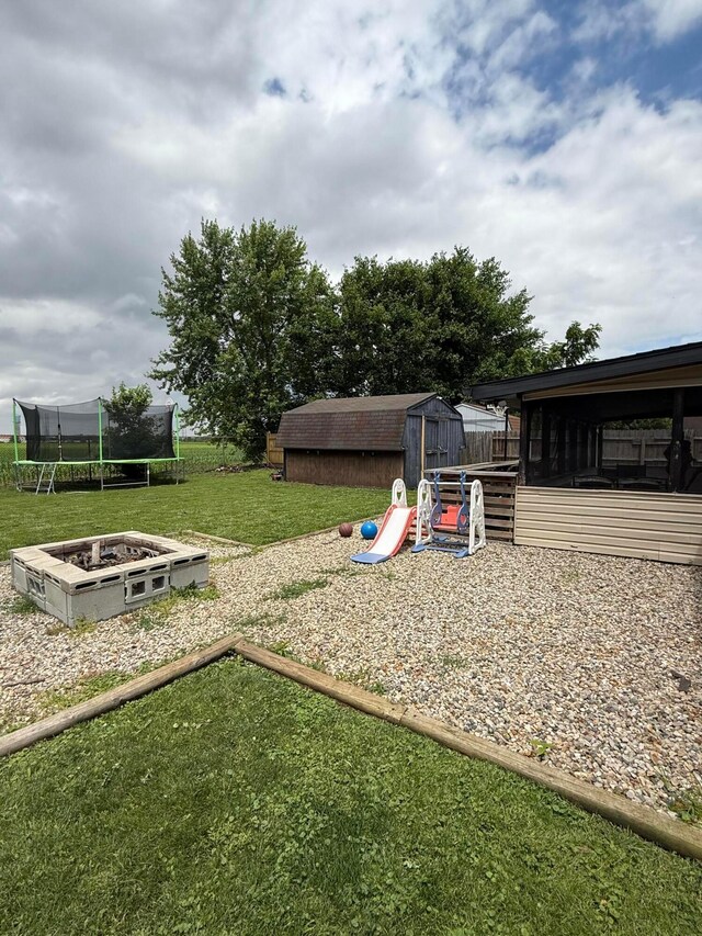 1775 Shoshoni Dr, Circleville, OH 43113 - view of grassy yard with a trampoline