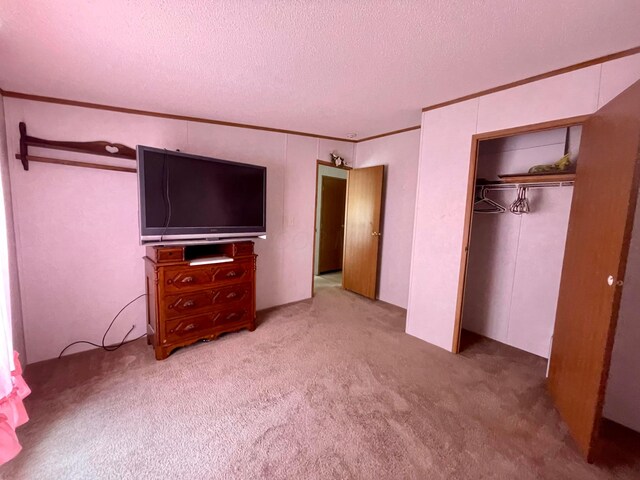902 State Route 61 Lot # 92, Marengo, OH 43334 - unfurnished bedroom featuring a textured ceiling, carpet floors, a closet, and crown molding