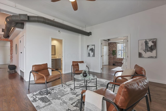 432 E Rich St Unit 4A, Columbus, OH 43215 - living room with a ceiling fan and wood finished floors