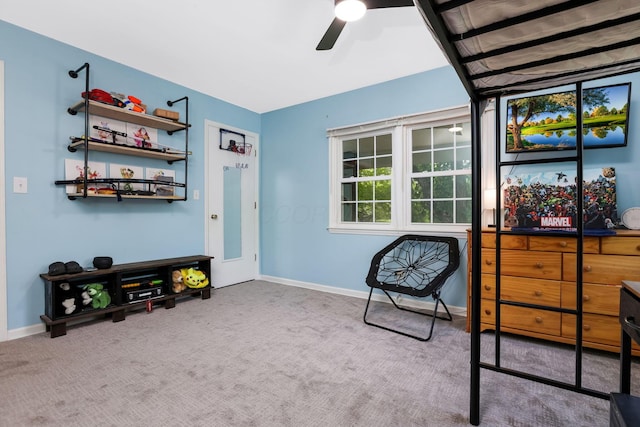 4286 Evansdale Rd, Columbus, OH 43214 - living area with a ceiling fan and carpet floors