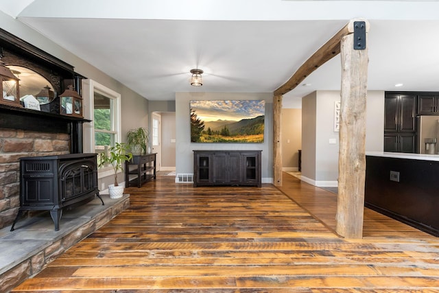 170 Nantucket Ave, Pickerington, OH 43147 - living room with wood-type flooring and a wood stove