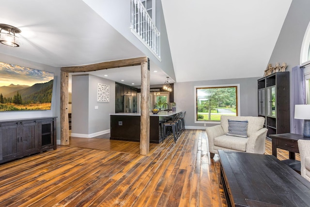 170 Nantucket Ave, Pickerington, OH 43147 - living room featuring hardwood / wood-style floors and a towering ceiling