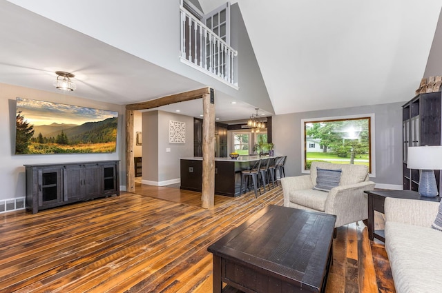 170 Nantucket Ave, Pickerington, OH 43147 - living room with hardwood / wood-style flooring and a towering ceiling