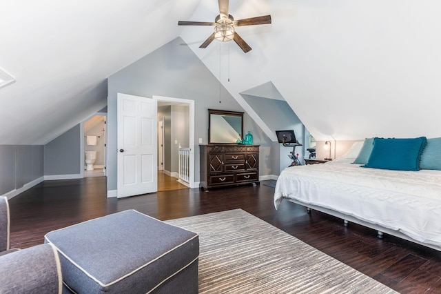 170 Nantucket Ave, Pickerington, OH 43147 - bedroom featuring wood finished floors, lofted ceiling, and ceiling fan