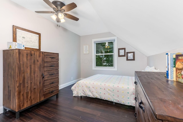 170 Nantucket Ave, Pickerington, OH 43147 - bedroom featuring vaulted ceiling, dark wood-style flooring, and ceiling fan