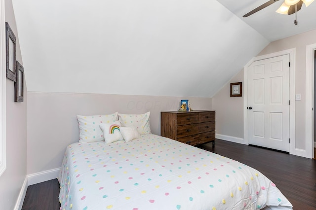 170 Nantucket Ave, Pickerington, OH 43147 - bedroom with dark wood-type flooring, a ceiling fan, and vaulted ceiling