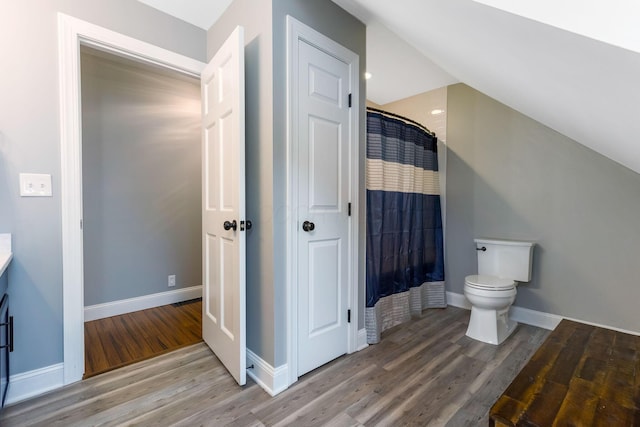 170 Nantucket Ave, Pickerington, OH 43147 - full bath featuring wood finished floors, vanity, lofted ceiling, and curtained shower