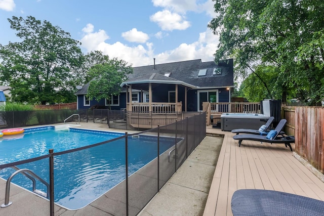 170 Nantucket Ave, Pickerington, OH 43147 - view of pool featuring a hot tub, a deck, and a fenced backyard