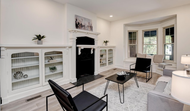 39 Auburn Ave, Columbus, OH 43205 - living room with wood finished floors, a high end fireplace, and recessed lighting