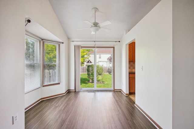 2147 Juneau Way, Grove City, OH 43123 - unfurnished room featuring dark wood-style floors, ceiling fan, and lofted ceiling