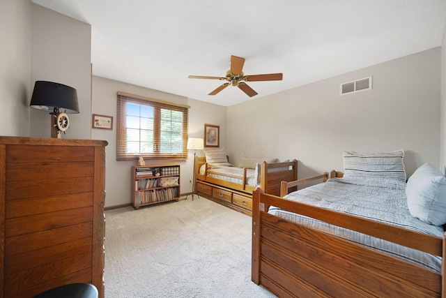 3040 Atoll Dr, Lewis Center, OH 43035 - bedroom with light carpet and a ceiling fan