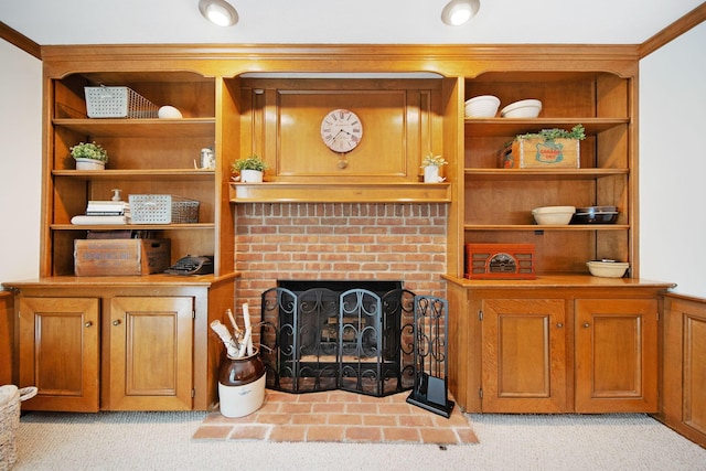 3040 Atoll Dr, Lewis Center, OH 43035 - living room featuring light colored carpet and a fireplace