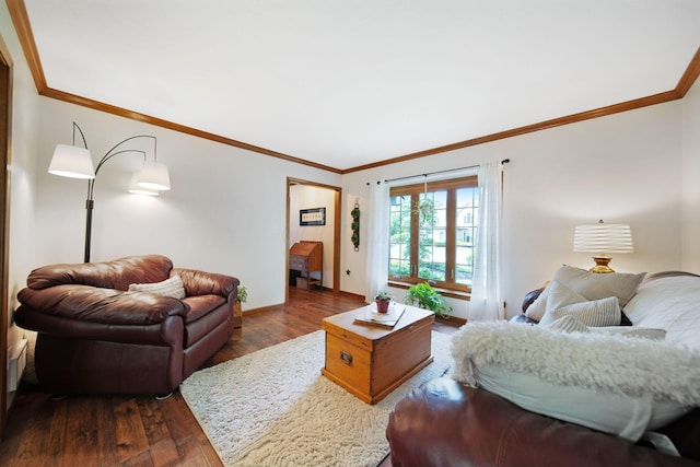 3040 Atoll Dr, Lewis Center, OH 43035 - living area featuring dark wood-type flooring and ornamental molding