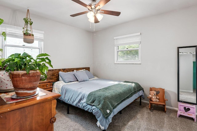 6563 Karl Rd, Columbus, OH 43229 - bedroom featuring multiple windows, carpet flooring, and ceiling fan