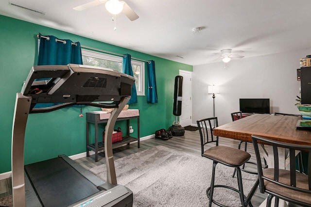6563 Karl Rd, Columbus, OH 43229 - office featuring a ceiling fan and wood finished floors