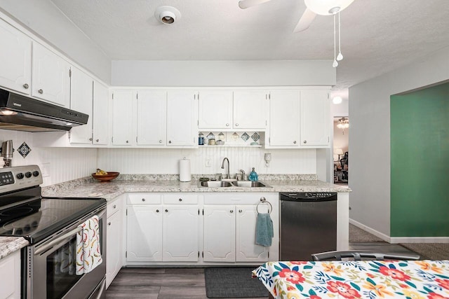 6563 Karl Rd, Columbus, OH 43229 - kitchen with stainless steel appliances, exhaust hood, and white cabinets