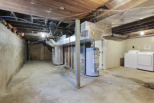 704 N Detroit St, Bellefontaine, OH 43311 - unfinished below grade area with gas water heater and washer and clothes dryer
