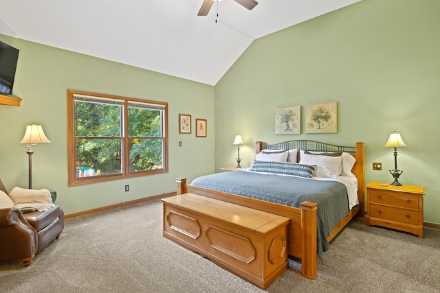 5839 Ketch St, Lewis Center, OH 43035 - carpeted bedroom with lofted ceiling and a ceiling fan