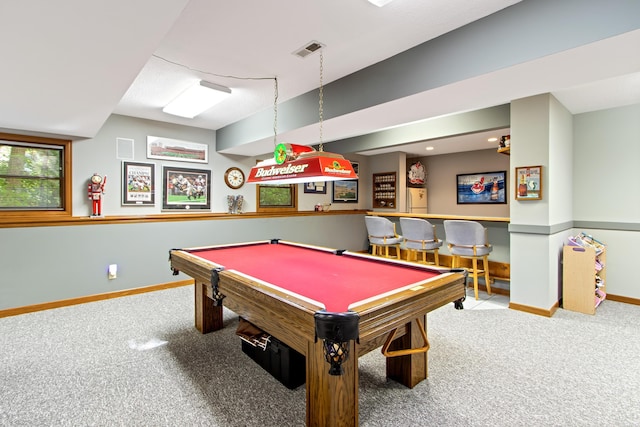 5839 Ketch St, Lewis Center, OH 43035 - rec room with carpet flooring, a dry bar, and pool table