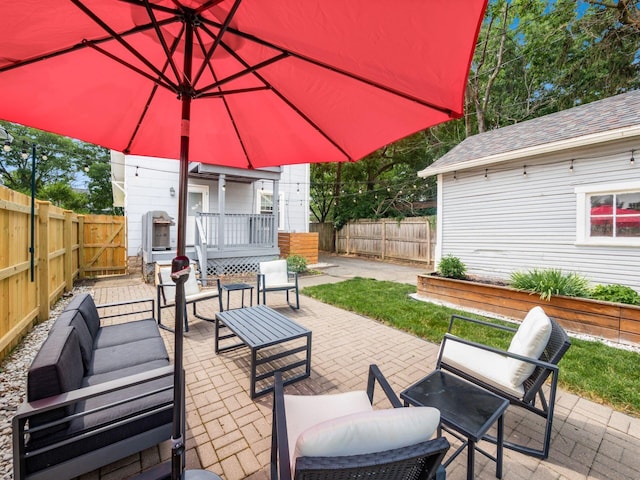 1368 Elmwood Ave, Columbus, OH 43212 - fenced backyard featuring an outdoor hangout area and a patio area