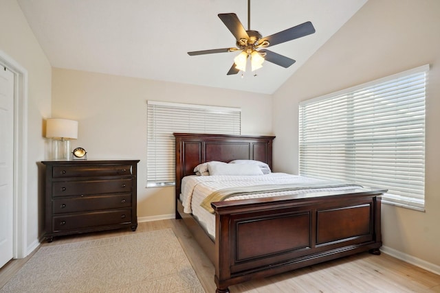 5535 Village Xing, Hilliard, OH 43026 - bedroom with lofted ceiling, light wood-type flooring, and ceiling fan