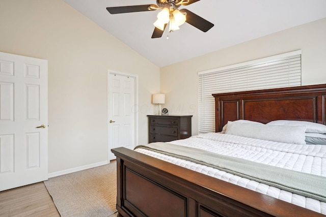 5535 Village Xing, Hilliard, OH 43026 - bedroom with light wood-style floors, ceiling fan, and high vaulted ceiling