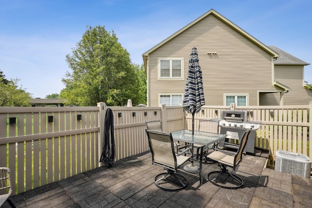 5535 Village Xing, Hilliard, OH 43026 - wooden terrace featuring outdoor dining space and grilling area