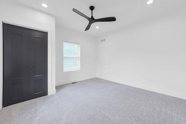 376 E Markison Ave, Columbus, OH 43207 - unfurnished bedroom with carpet, recessed lighting, a ceiling fan, and a closet