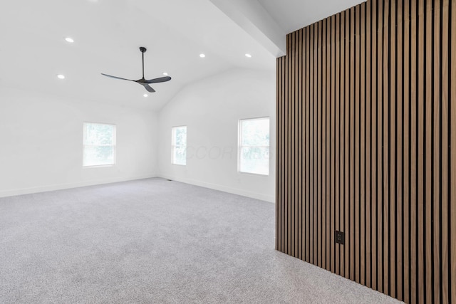 376 E Markison Ave, Columbus, OH 43207 - carpeted spare room with a ceiling fan, recessed lighting, and vaulted ceiling