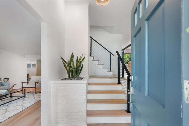 75 S Gould Rd, Columbus, OH 43209 - foyer featuring stairway and wood finished floors