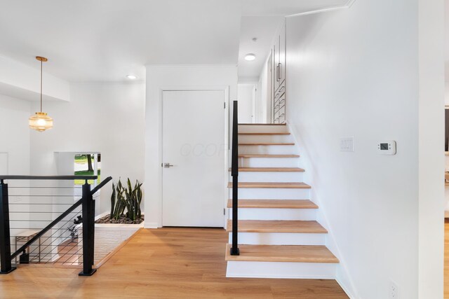 75 S Gould Rd, Columbus, OH 43209 - stairs featuring wood finished floors and recessed lighting