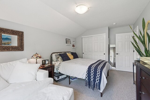 5893 Dunheath Loop, Dublin, OH 43016 - bedroom featuring a closet, carpet, and lofted ceiling
