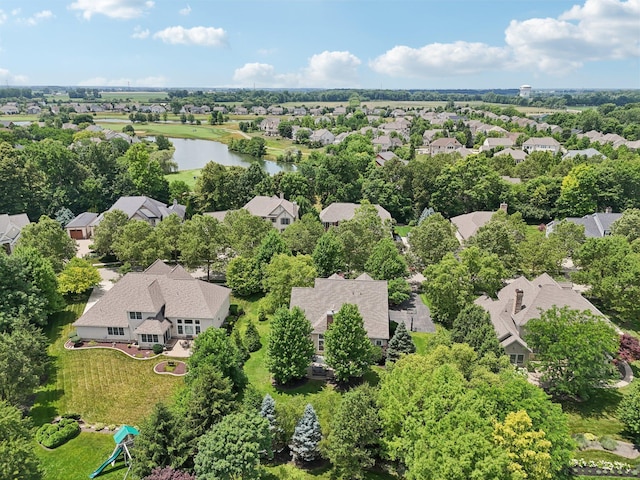 5893 Dunheath Loop, Dublin, OH 43016 - aerial view of residential area featuring a nearby body of water and a tree filled landscape
