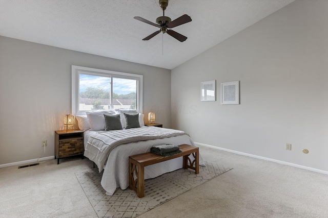 2356 Gavinley Way, Columbus, OH 43220 - bedroom featuring baseboards, light carpet, vaulted ceiling, and ceiling fan