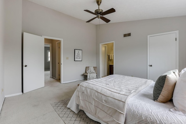 2356 Gavinley Way, Columbus, OH 43220 - bedroom with vaulted ceiling, light carpet, baseboards, and ceiling fan